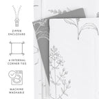 Parure de lit réversible 3 pièces à motif floral botanique ultra doux Becky Cameron