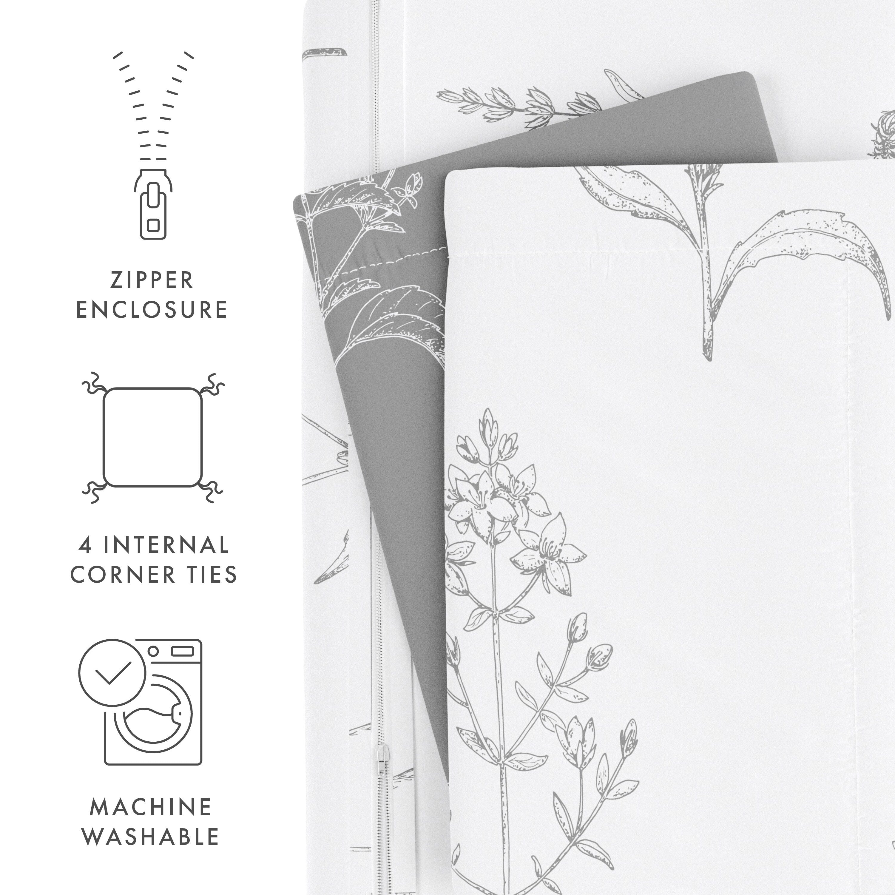 Parure de lit réversible 3 pièces à motif floral botanique ultra doux Becky Cameron