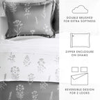 Parure de lit réversible 3 pièces à motif floral botanique ultra doux Becky Cameron