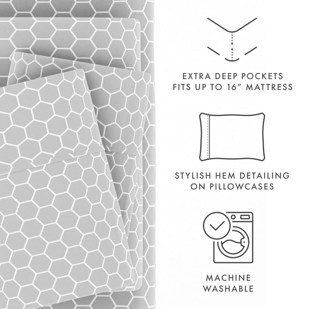 Ensemble de draps à poche profonde ultra doux imprimé Becky Cameron 4 pièces