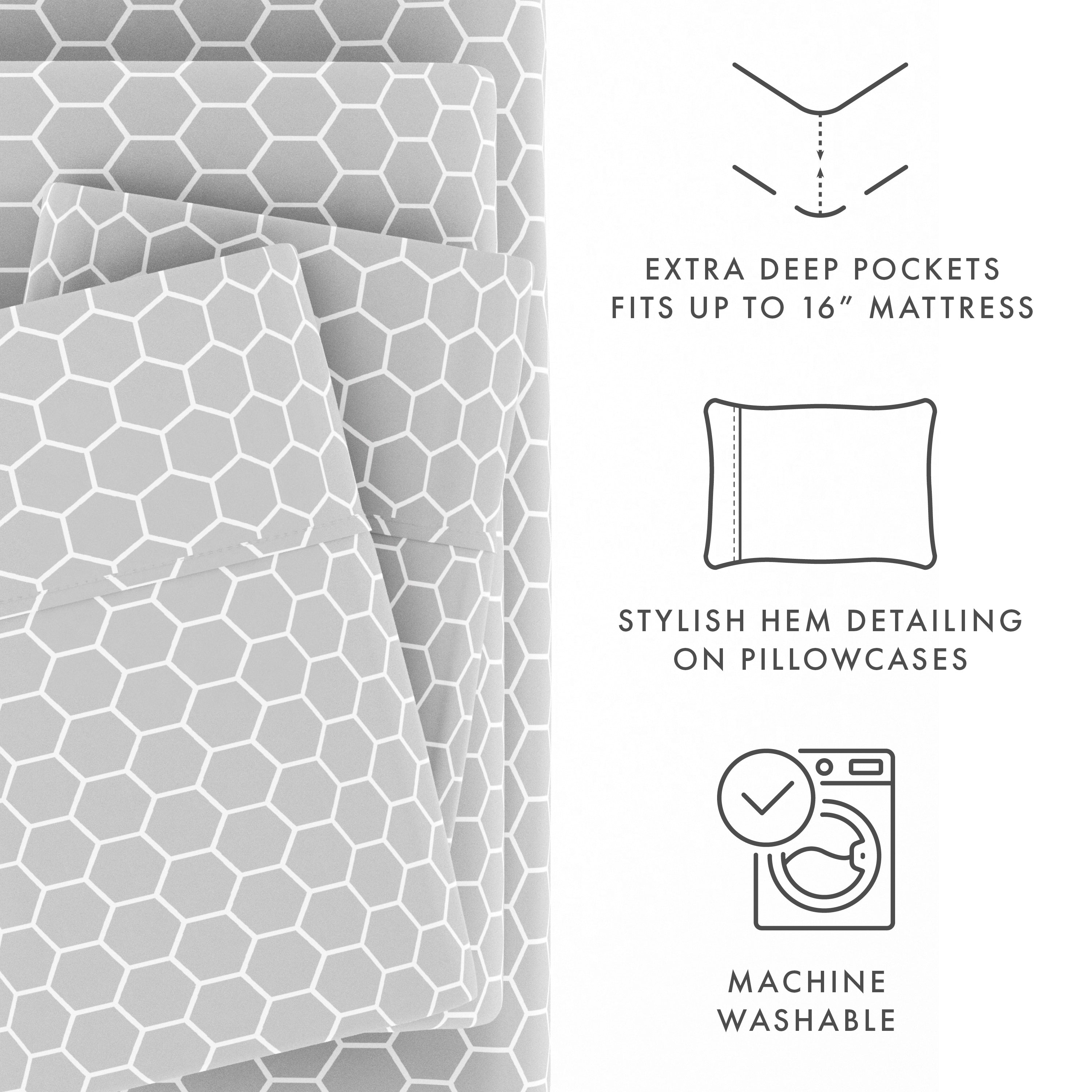 Ensemble de draps à poche profonde ultra doux imprimé Becky Cameron 4 pièces