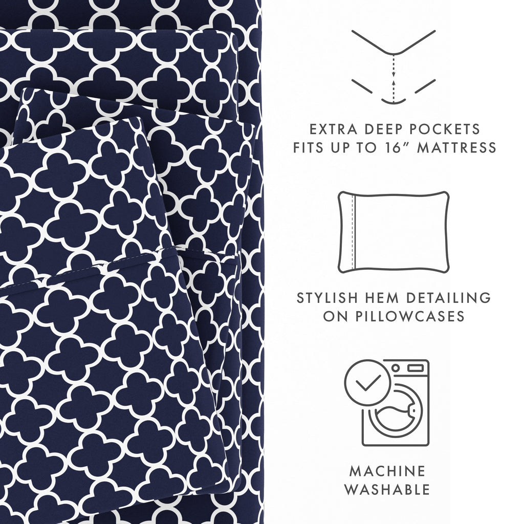 Ensemble de draps à poche profonde ultra doux imprimé Becky Cameron 4 pièces