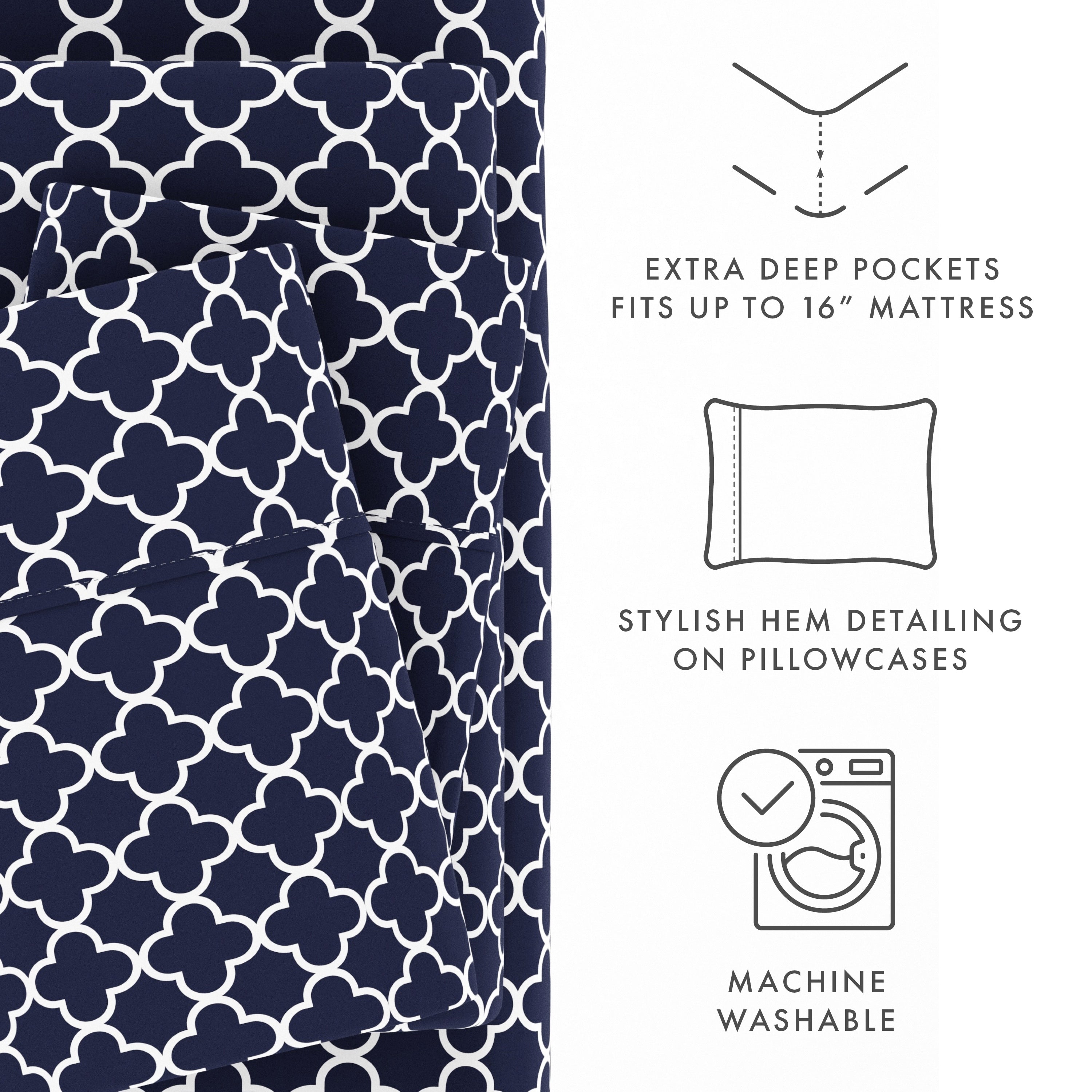 Ensemble de draps à poche profonde ultra doux imprimé Becky Cameron 4 pièces