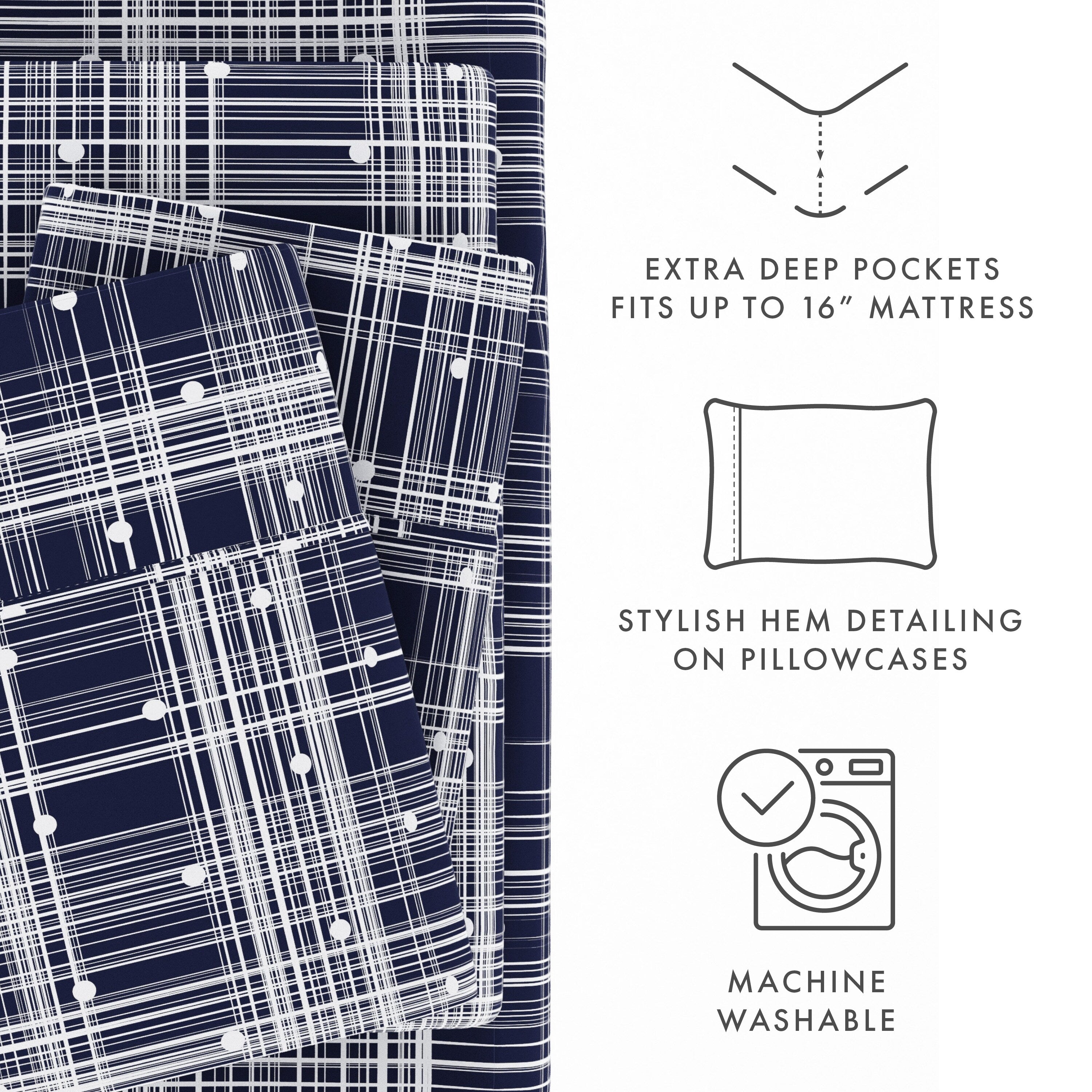 Ensemble de draps à poche profonde ultra doux imprimé Becky Cameron 4 pièces