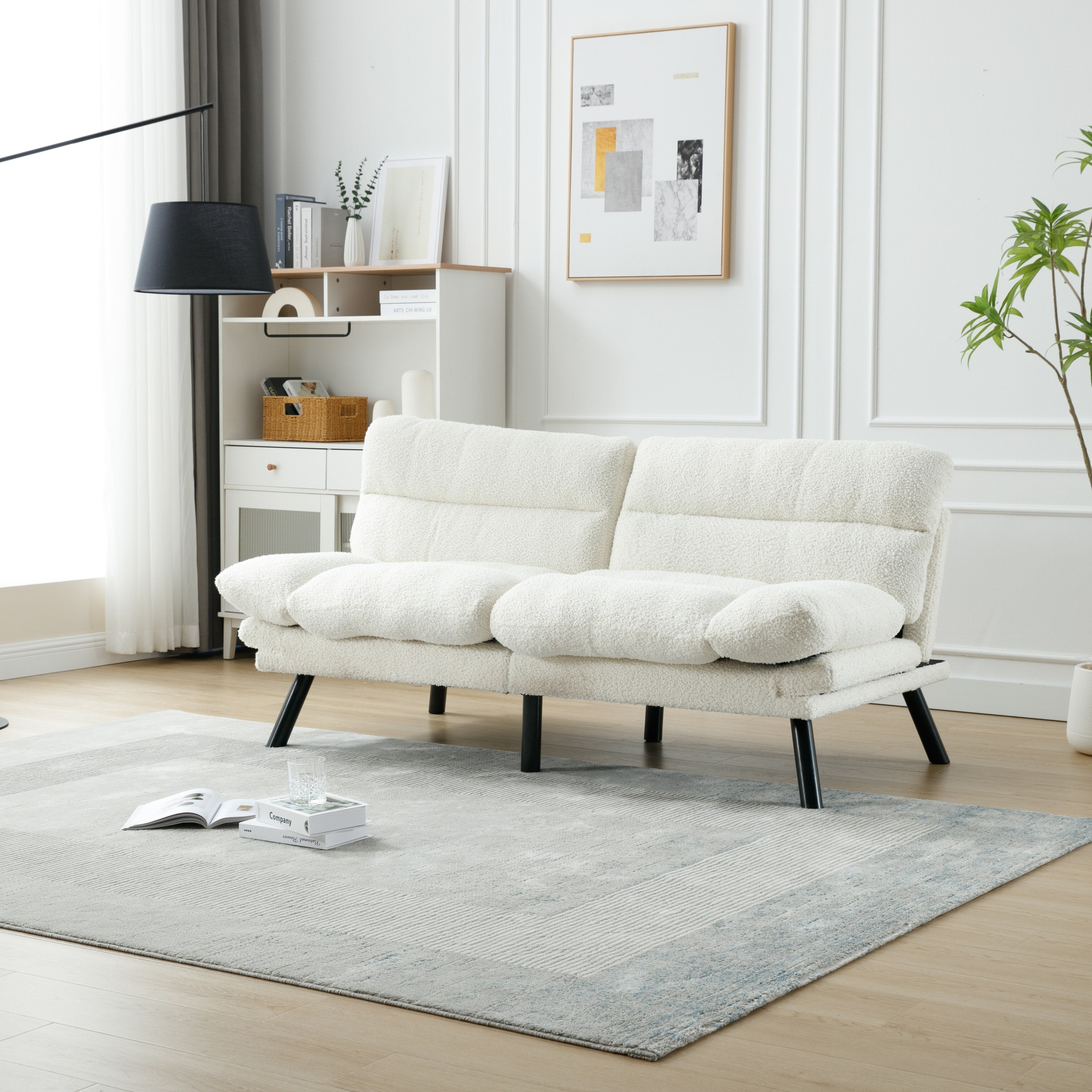 Meubles de chambre à coucher, meubles de salon, canapé avec coussin épais, canapé-lit, canapé-lit avec pieds en métal.