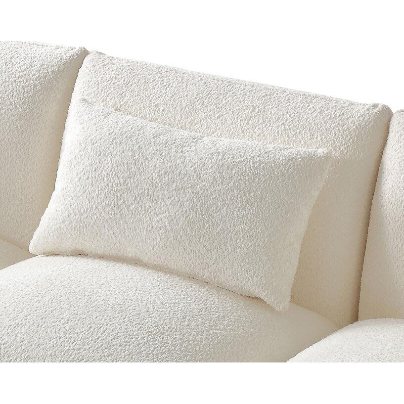 Canapé en tissu bouclé beige 102,36'' avec oreillers et coussin épais