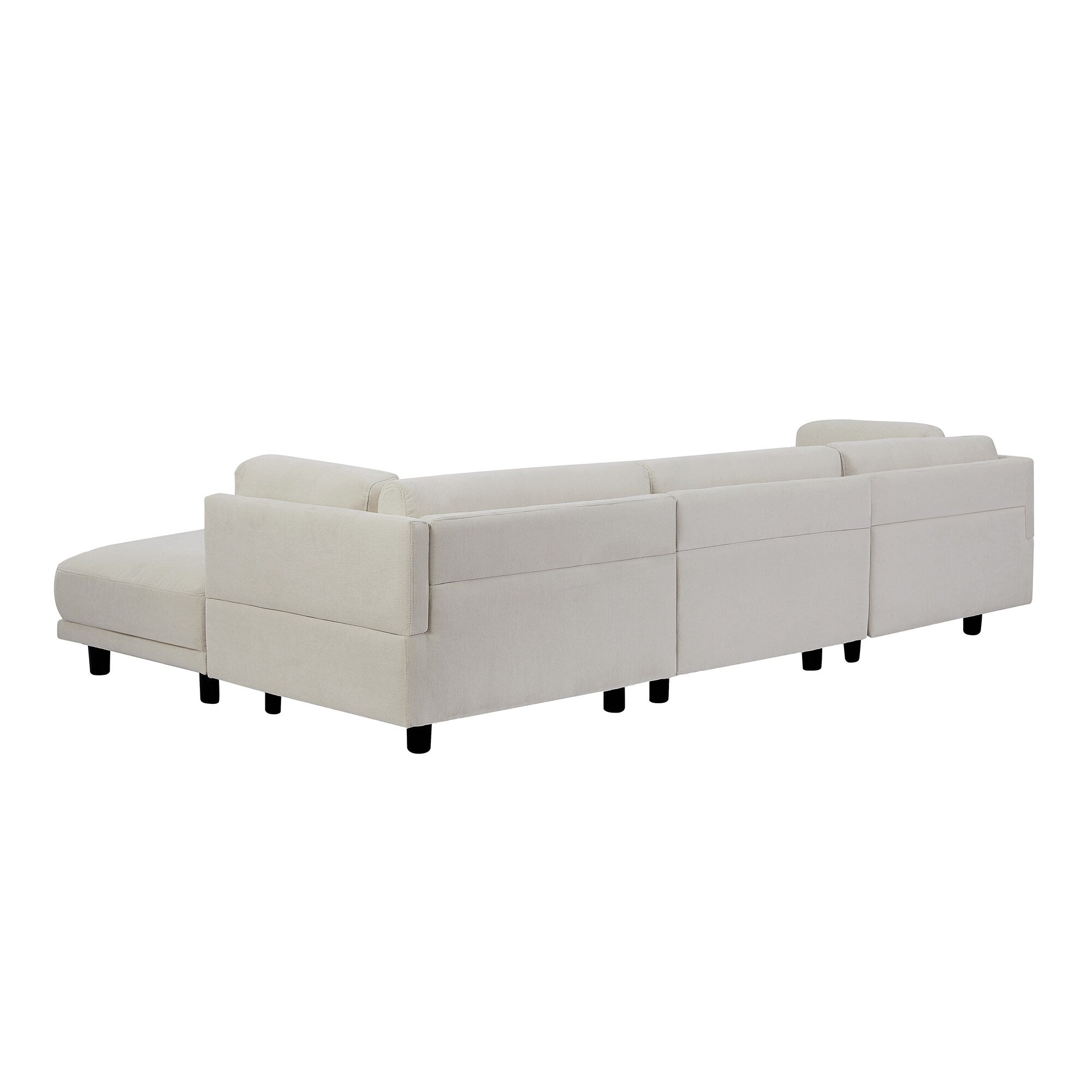 Canapé d'angle en polyester beige 102,4 pouces avec repose-pieds réversible, coussins épais et pieds en plastique
