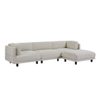 Canapé sectionnel en L beige 102,4 en polyester avec repose-pieds réversible, coussins épais et pieds en plastique résistants.