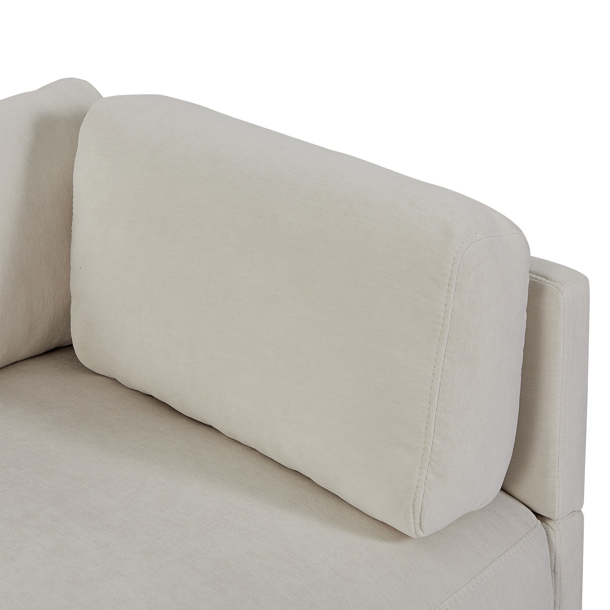 Canapé sectionnel en L beige 102,4 en polyester avec repose-pieds réversible, coussins épais et pieds en plastique résistants.