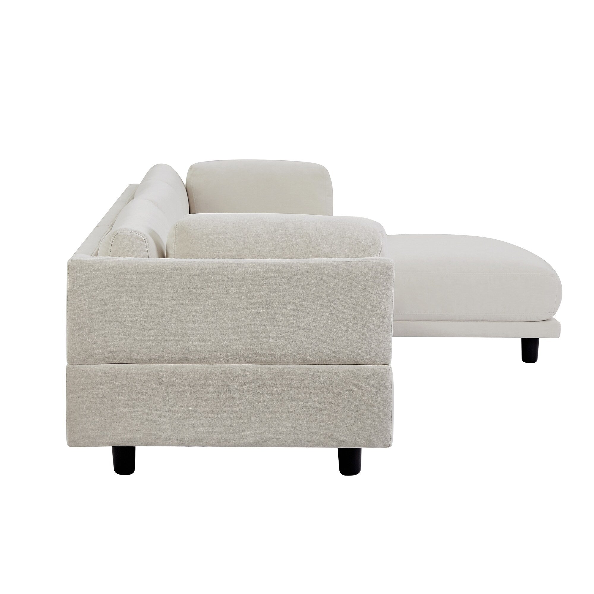 Canapé sectionnel beige en polyester en forme de L de 102,4 po avec repose-pieds réversible, coussins épais et pieds en plastique résistants