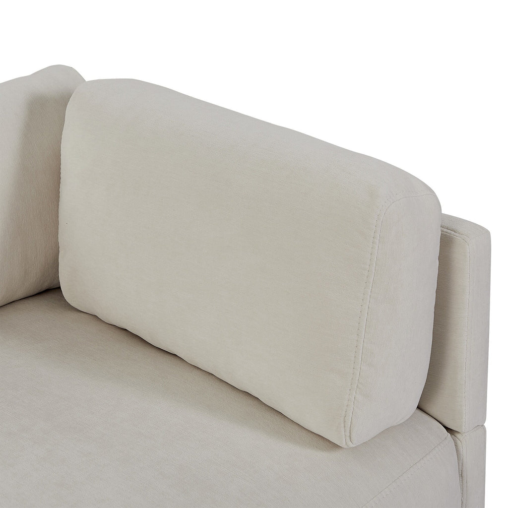 Canapé sectionnel beige en polyester en forme de L de 102,4 po avec pouf réversible, coussins moelleux et base en plastique robuste
