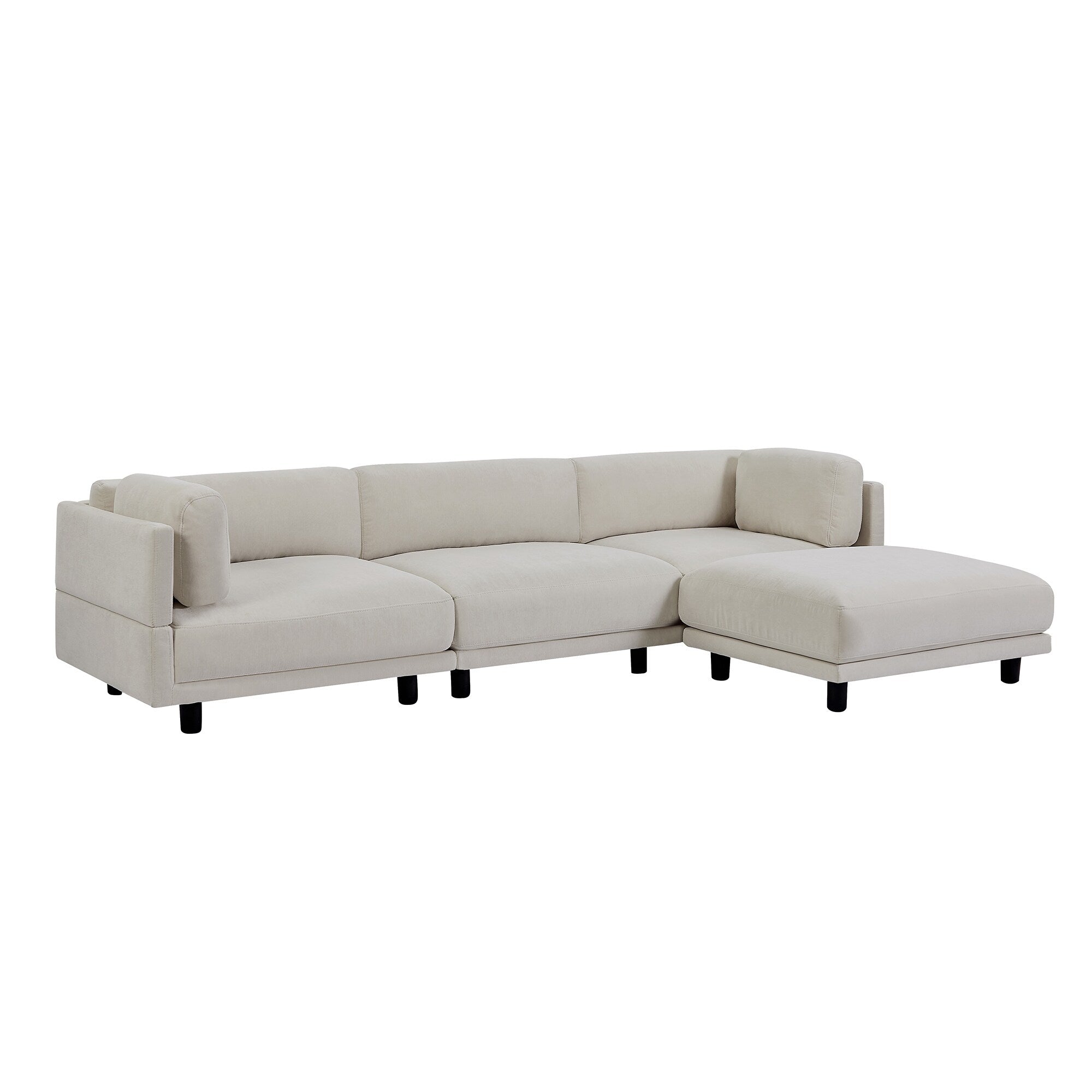 Canapé sectionnel 3 places en polyester beige de 102,4 po avec repose-pieds réversible