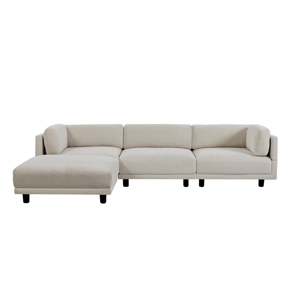 Canapé sectionnel 3 places en polyester beige de 102,4 po avec repose-pieds réversible