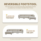 Canapé sectionnel 3 places en polyester beige de 102,4 po avec repose-pieds réversible