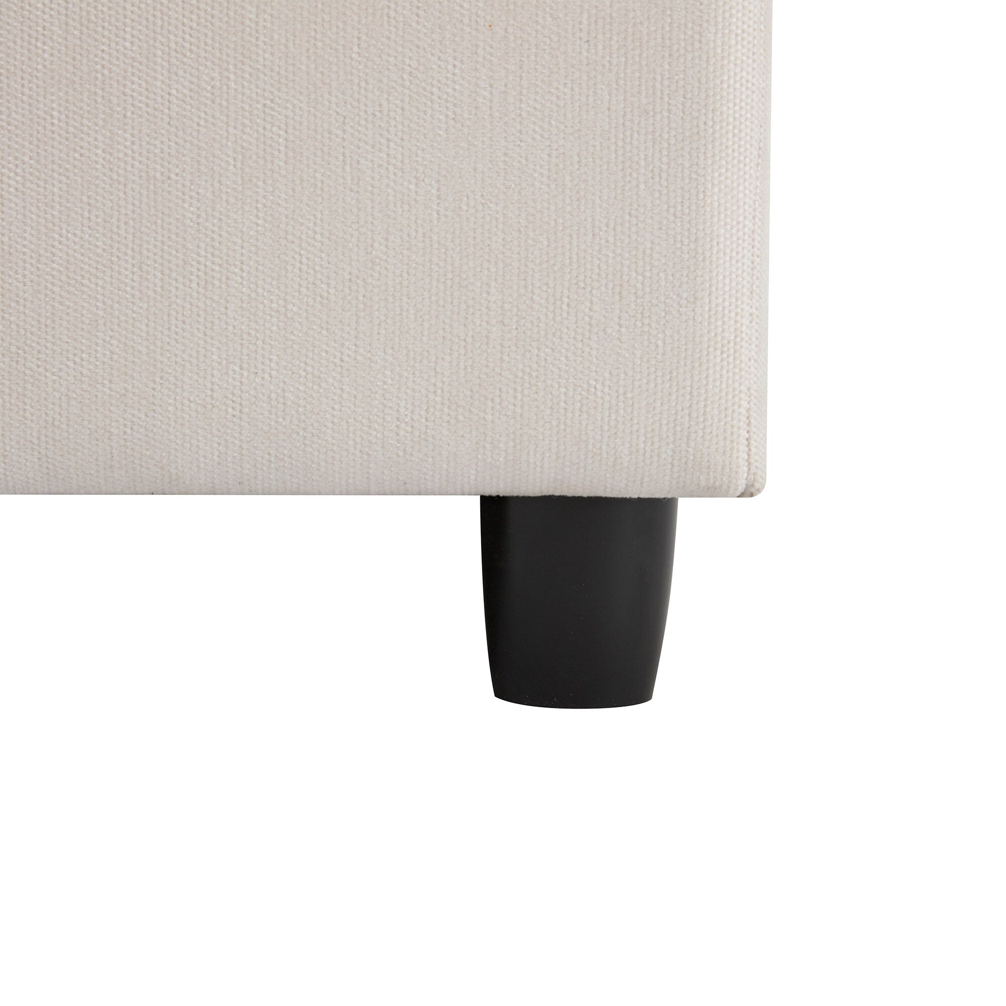 Canapé 3 places beige 119,5" en polyester avec 2 rangements et pieds en bois d'hévéa pour le salon