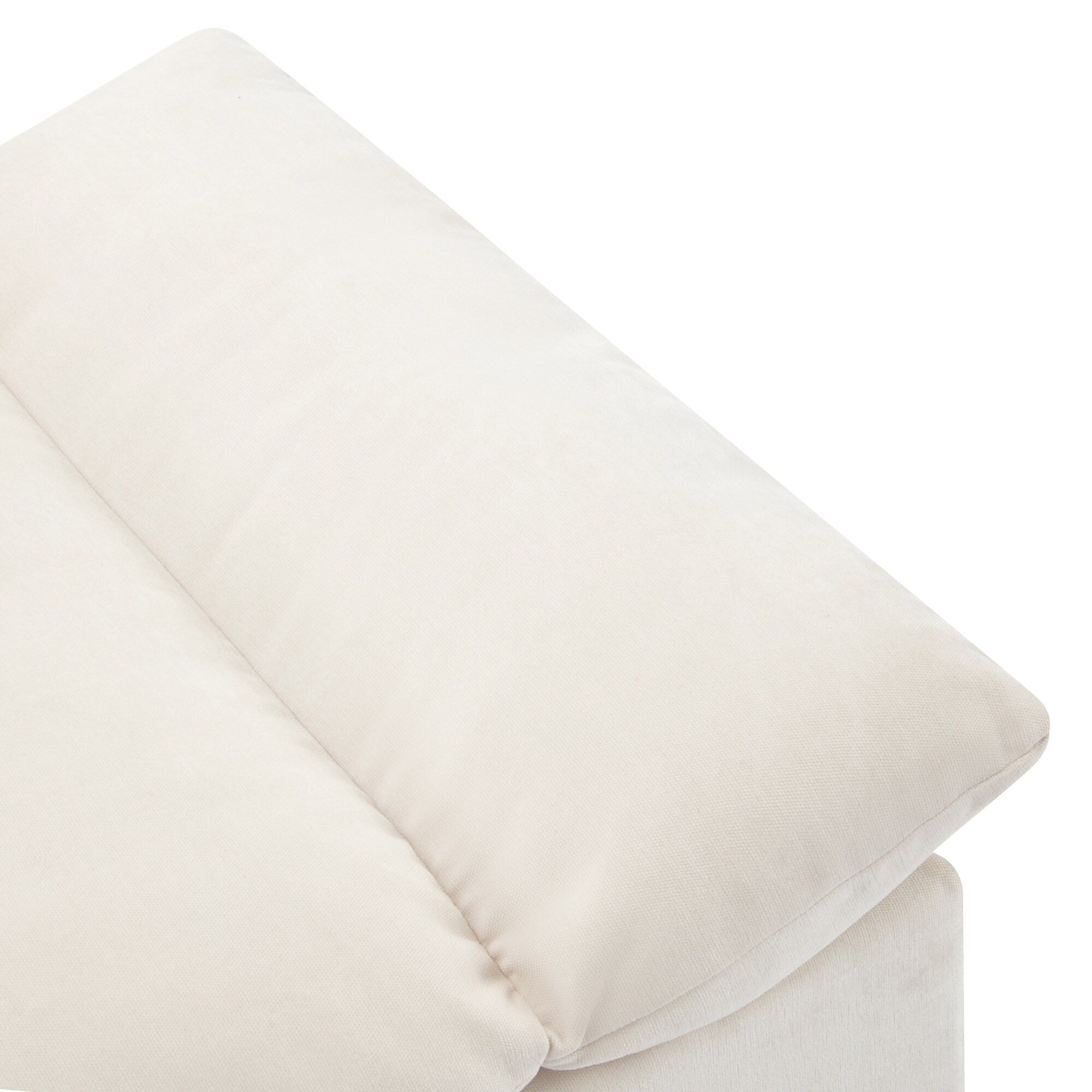 Canapé 3 places beige 119,5" en polyester avec 2 rangements et pieds en bois d'hévéa pour le salon