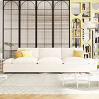 Canapé 3 places beige 119,5" en polyester avec 2 rangements et pieds en bois d'hévéa pour le salon