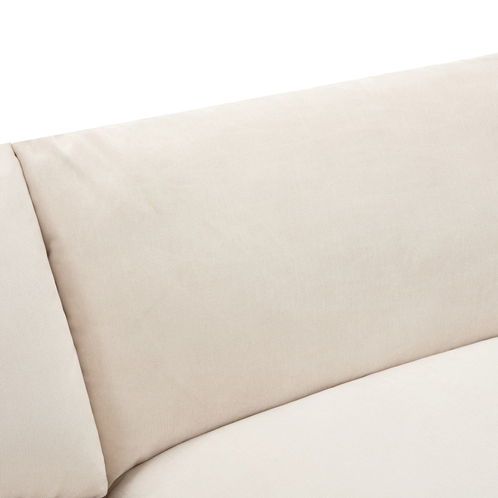 Canapé 3 places beige 119,5" en polyester avec 2 rangements et pieds en bois d'hévéa pour le salon