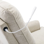Fauteuil inclinable pivotant beige à 270° avec ports USB, lampe tactile, poche de rangement latérale et base basculante