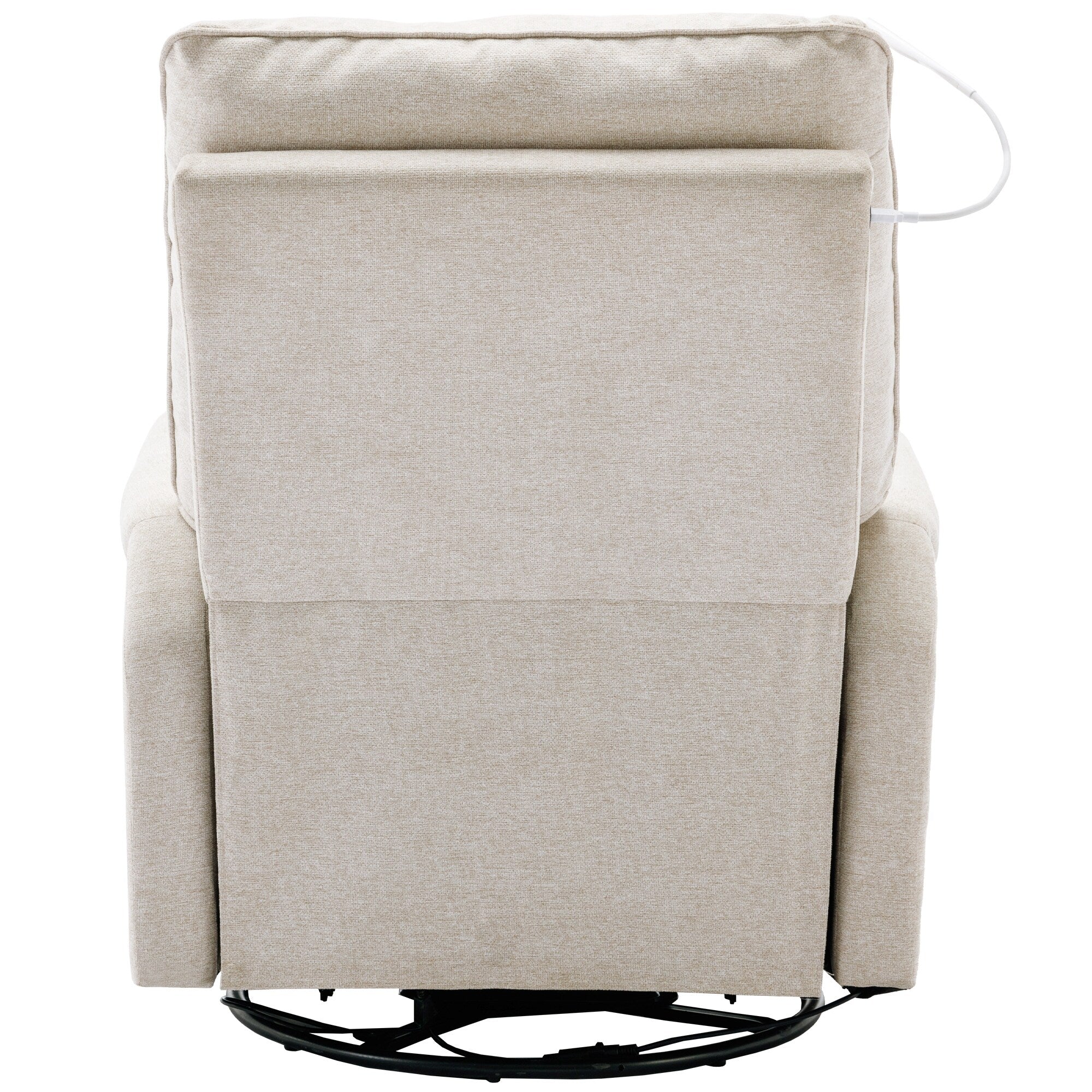 Fauteuil inclinable pivotant beige à 270° avec ports USB, lampe tactile, poche de rangement latérale et base basculante