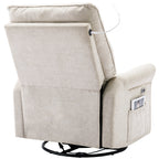 Fauteuil inclinable pivotant beige à 270° avec ports USB, lampe tactile, poche de rangement latérale et base basculante