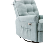 Fauteuil inclinable pivotant à 270° beige avec ports USB, base basculante, poche latérale et lampe tactile pour salon/chambre
