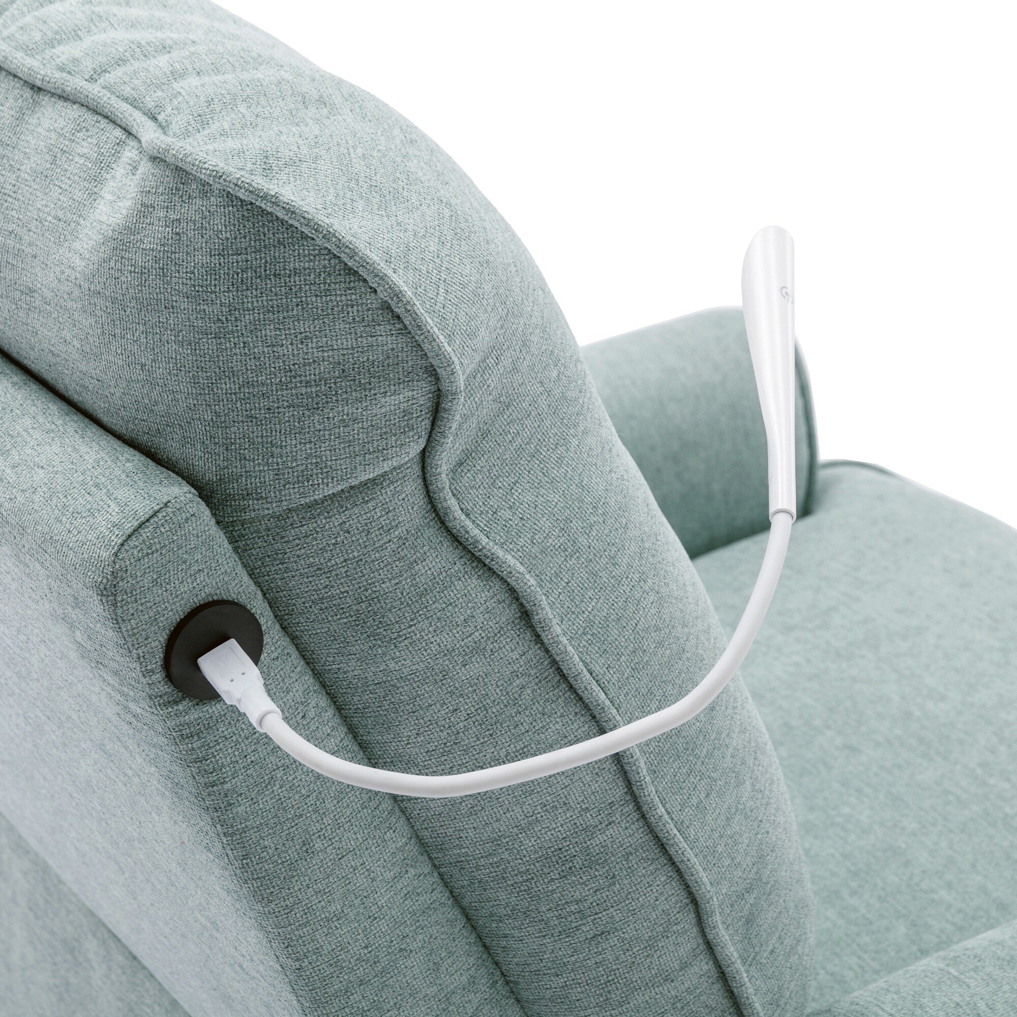 Fauteuil inclinable pivotant à 270° beige avec ports USB, base basculante, poche latérale et lampe tactile pour salon/chambre