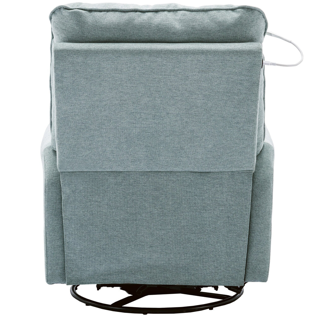 Fauteuil inclinable pivotant à 270° beige avec ports USB, base à bascule, poche latérale et lampe tactile pour un usage domestique