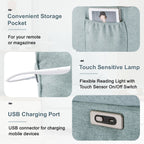 Fauteuil inclinable pivotant à 270° beige avec ports USB, lampe tactile, poche de rangement latérale et base à bascule