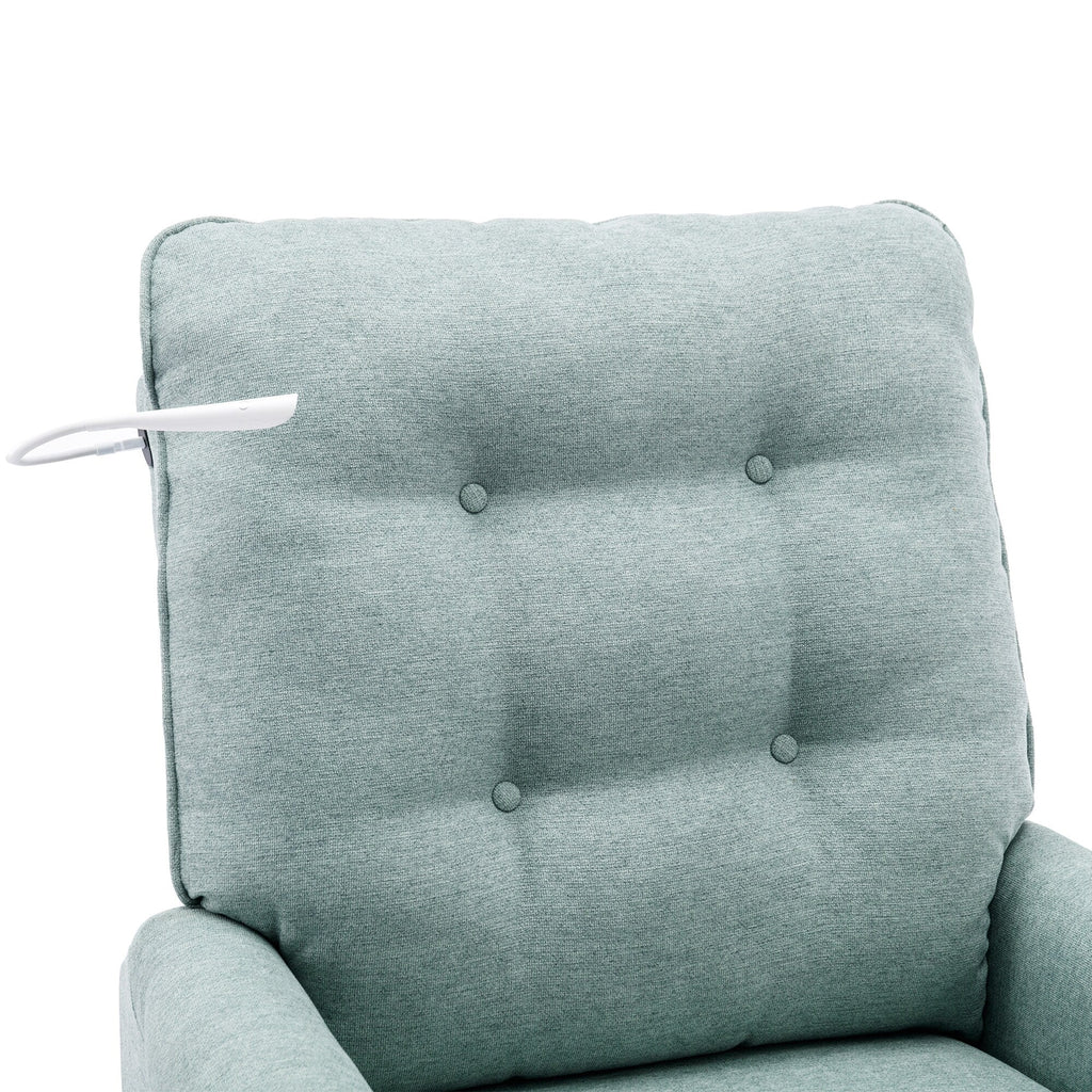 Fauteuil inclinable pivotant à 270° beige avec port USB, base à bascule et poche latérale