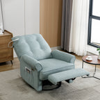 Fauteuil inclinable pivotant à 270° beige avec port USB, base à bascule et poche latérale