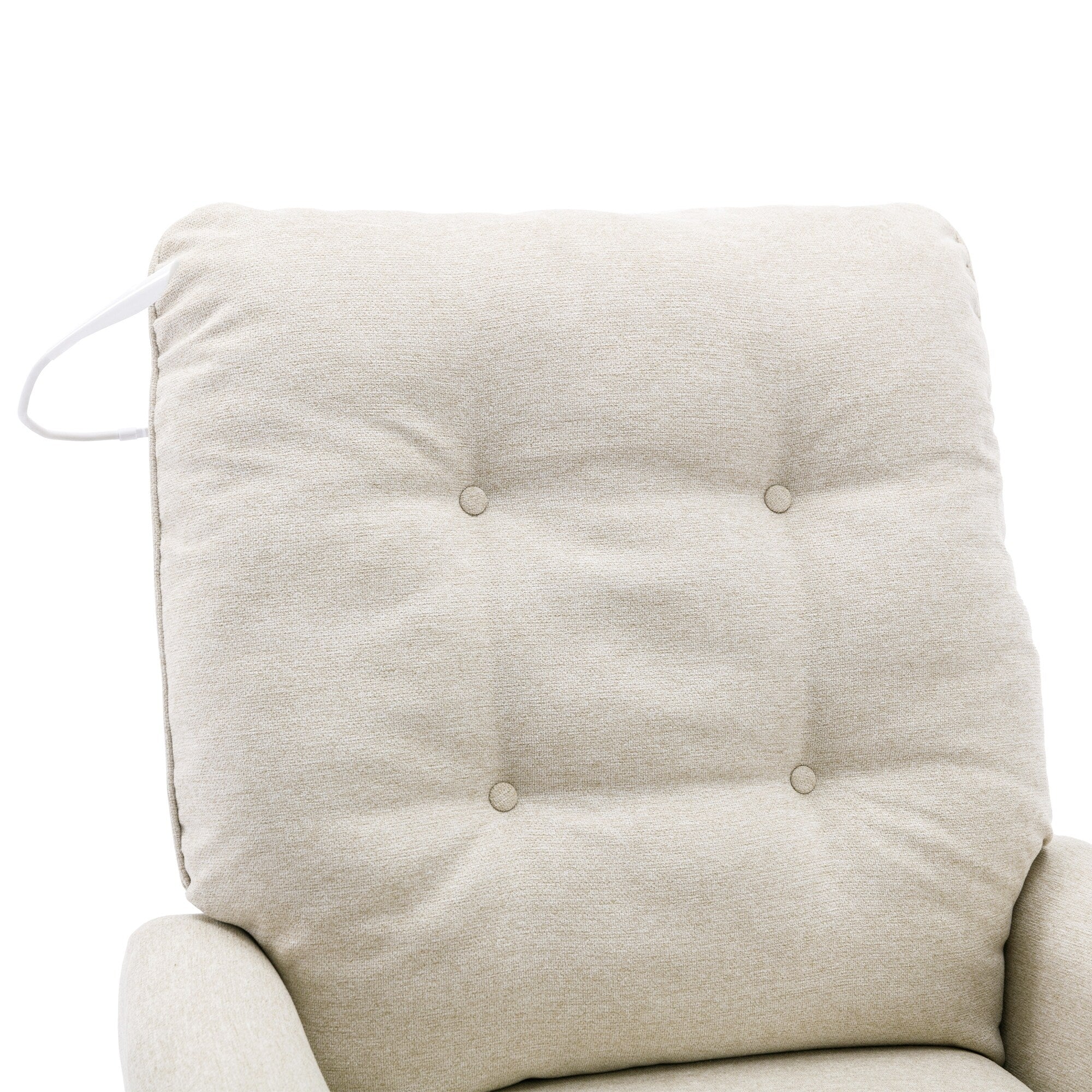 Fauteuil inclinable pivotant à 270° beige avec port USB, base à bascule et poche latérale