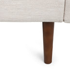 Canapé 3 places beige avec pieds et coussins en bouleau