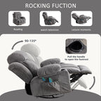 Fauteuil inclinable pivotant à 360° beige avec massage, chauffage, port USB et porte-gobelets