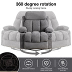 Fauteuil inclinable pivotant à 360° beige avec massage, chauffage, port USB et porte-gobelets