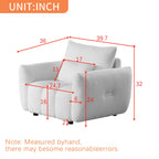 Canapé 1 place en tissu beige de 100 cm avec cadre en bois robuste, rembourrage en mousse souple et support dorsal confortable.