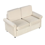 Canapé-lit gigogne 2 en 1 en velours beige 57,4 po avec surmatelas double de qualité supérieure et deux ports USB