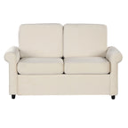 Canapé-lit gigogne 2 en 1 en velours beige 57,4 po avec surmatelas double de qualité supérieure et deux ports USB