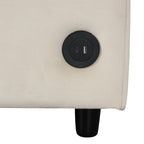 Canapé-lit gigogne 2 en 1 en velours beige 57,4 po avec surmatelas double de qualité supérieure et deux ports USB