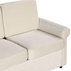 Canapé-lit gigogne 2 en 1 en velours beige 57,4 po avec surmatelas double de qualité supérieure et deux ports USB