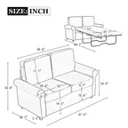 Canapé-lit gigogne 2 en 1 en velours beige 57,4 po avec surmatelas double de qualité supérieure et deux ports USB