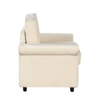 Canapé-lit gigogne 2 en 1 en velours beige 57,4 po avec surmatelas double de qualité supérieure et deux ports USB