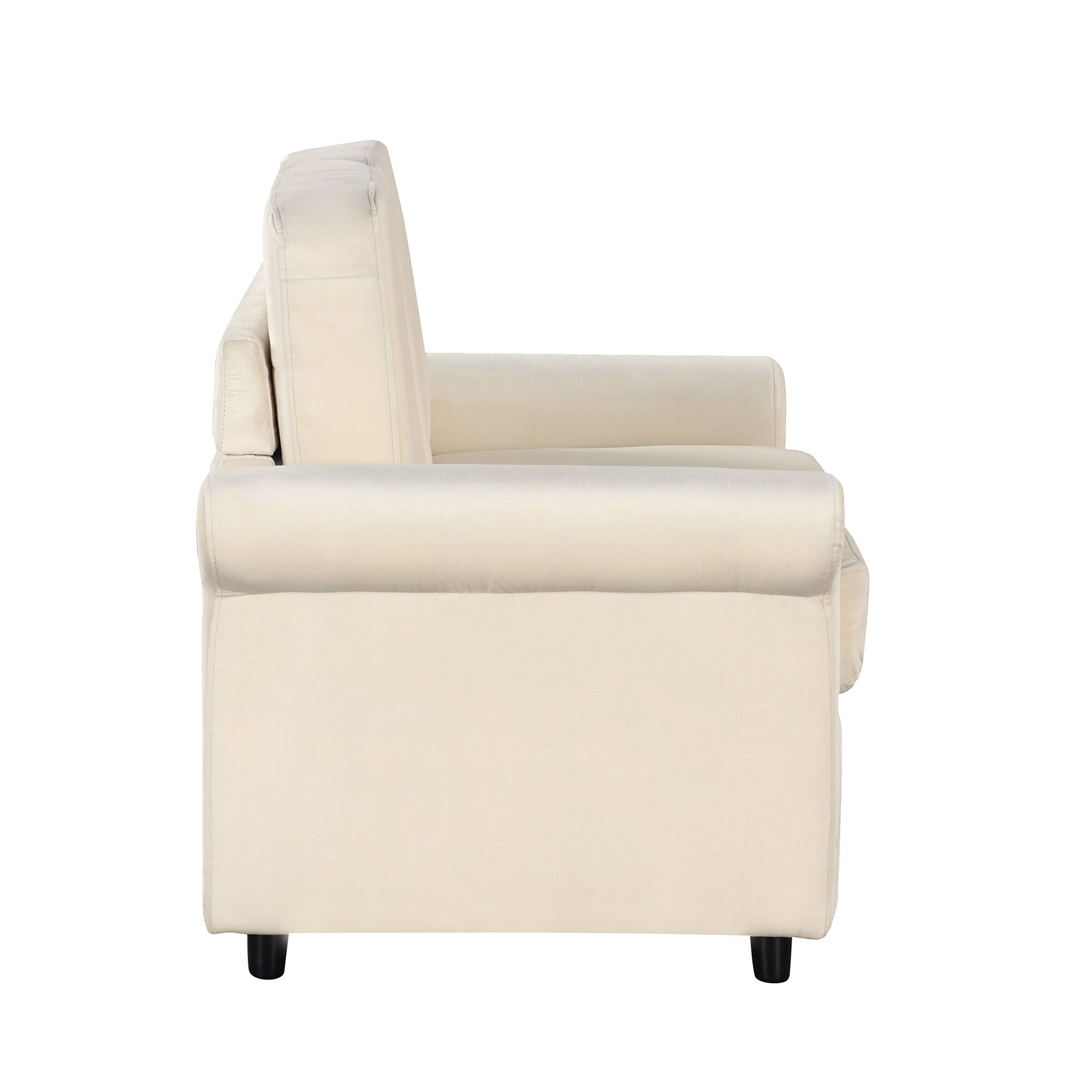 Canapé-lit gigogne 2 en 1 en velours beige 57,4 po avec surmatelas double de qualité supérieure et deux ports USB