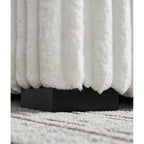 Canapé causeuse beige en velours côtelé 61,42 pouces avec accoudoirs carrés et pouf, haut-parleur Bluetooth, chargeur sans fil, ports USB et porte-gobelet