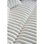 Canapé causeuse beige en velours côtelé 61,42 pouces avec accoudoirs carrés et pouf, haut-parleur Bluetooth, chargeur sans fil, ports USB et porte-gobelet