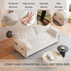 Canapé-lit gigogne 3-en-1 en velours beige 63,8 avec rangement latéral pour le salon