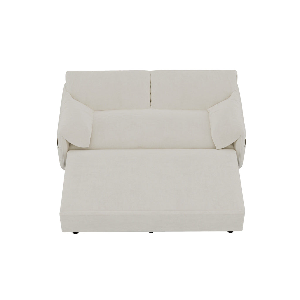Canapé-lit gigogne 3-en-1 en velours beige 63,8 avec rangement latéral pour le salon