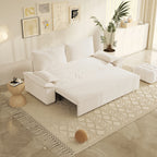 Canapé-lit gigogne 3 en 1 en velours beige 70.1 avec 2 coussins moelleux pour le salon