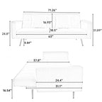 Canapé-lit double pliable multifonctionnel beige 73,6 avec pieds en métal et oreiller pour salon