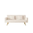 Canapé-lit double pliable multifonctionnel beige 73,6 avec pieds en métal et oreiller pour salon